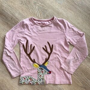 Mini Boden Pink Deer Design Kids Shirt